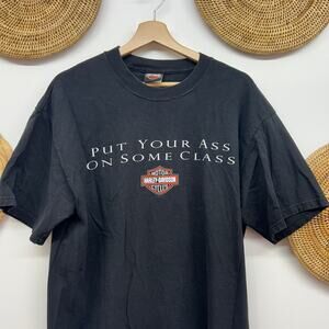 Vintage 90s Harley Davidson Put Your A$$ on Some Class Tee T-Shirt Large Dallas